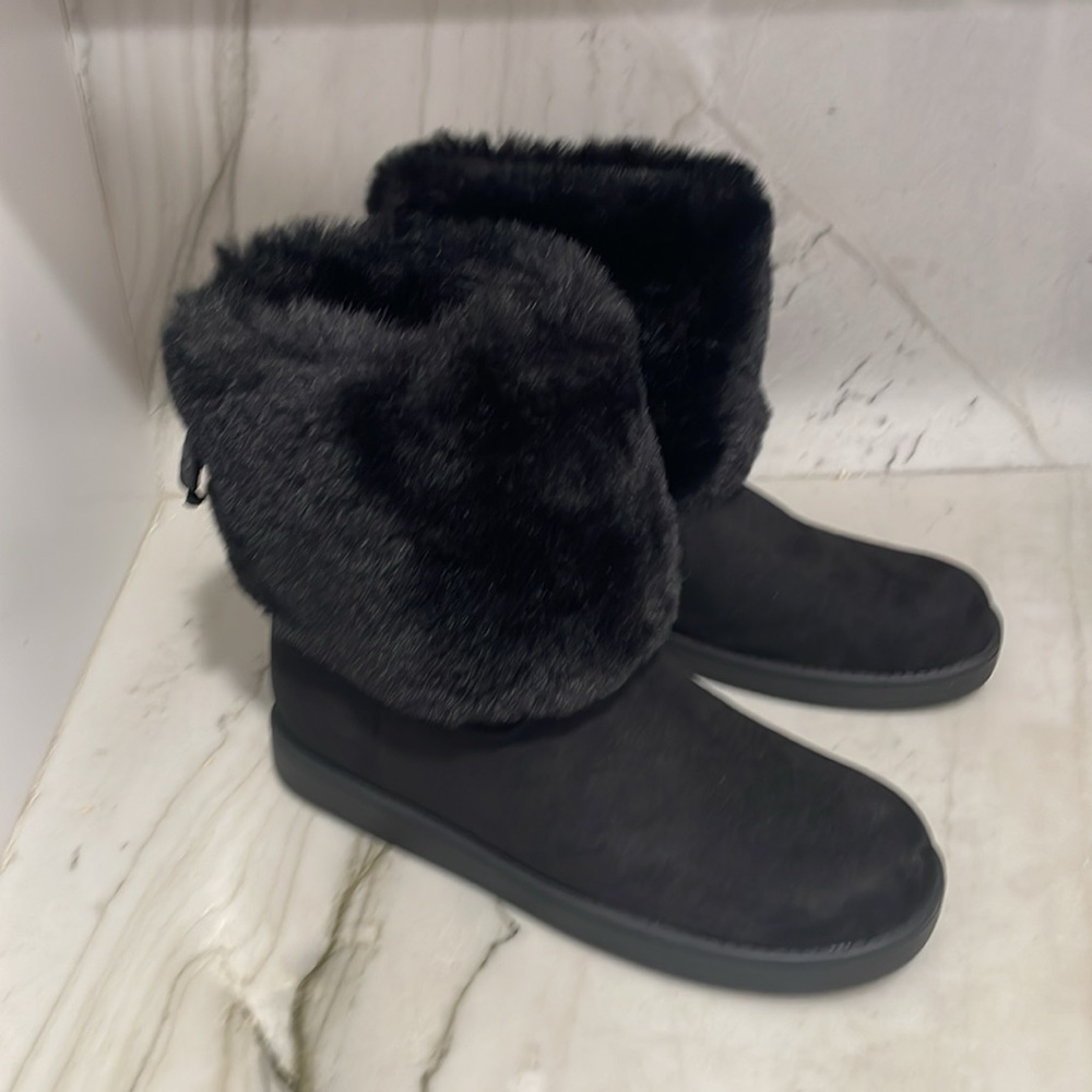 New GBG Guess Womens Black Faux Fur Round Toe Snow Boots Booties